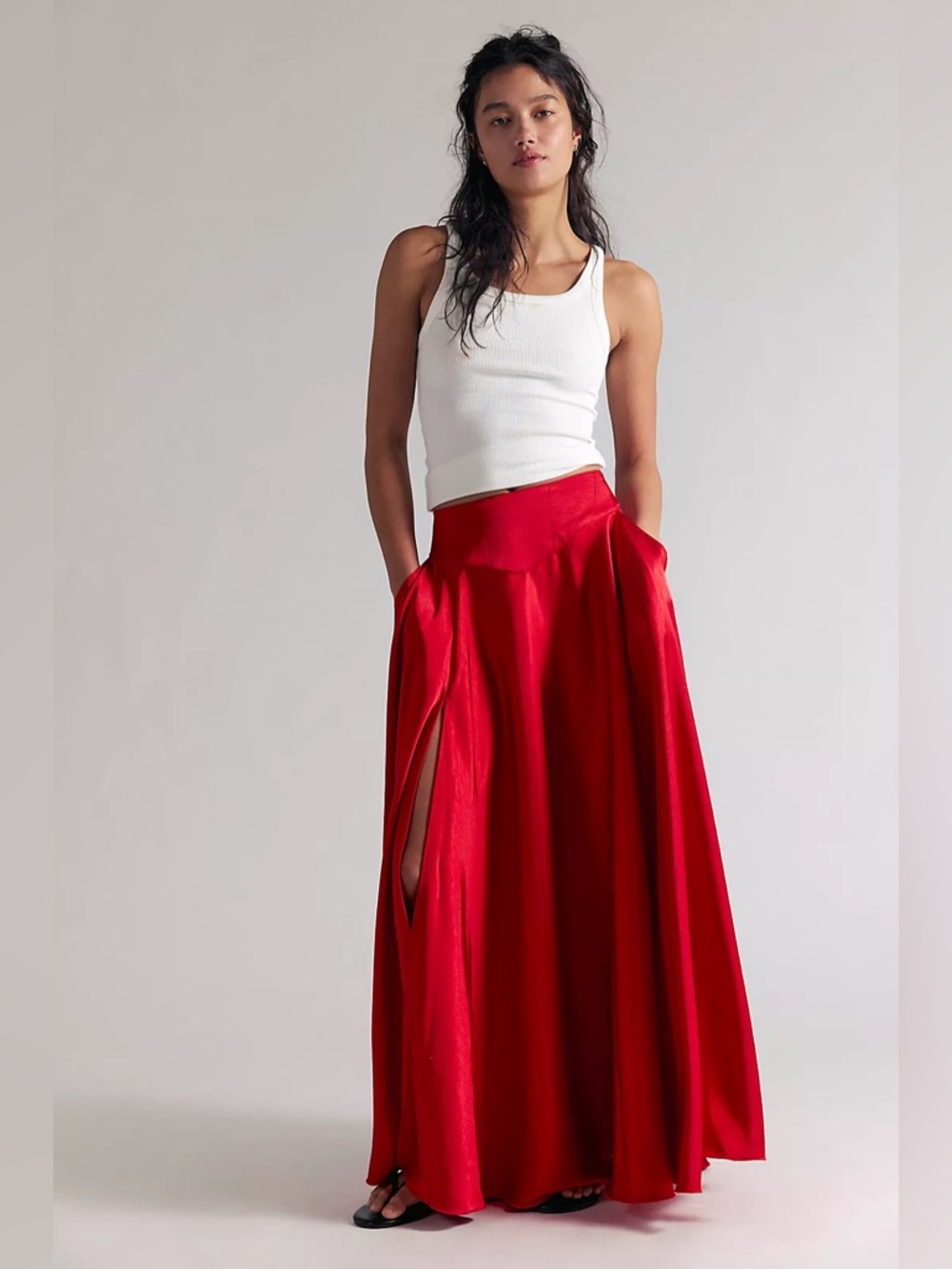 Free People Red Chilco Maxi Skirt